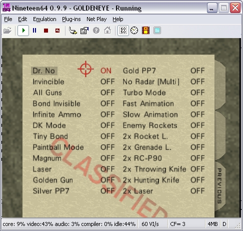 goldeneye n64 gameshark codes